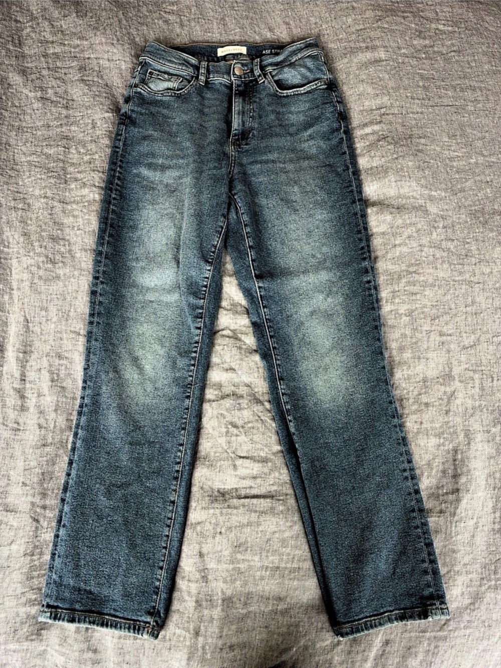Warp + Weft ASE High Rise Straight Leg Jeans Blue
